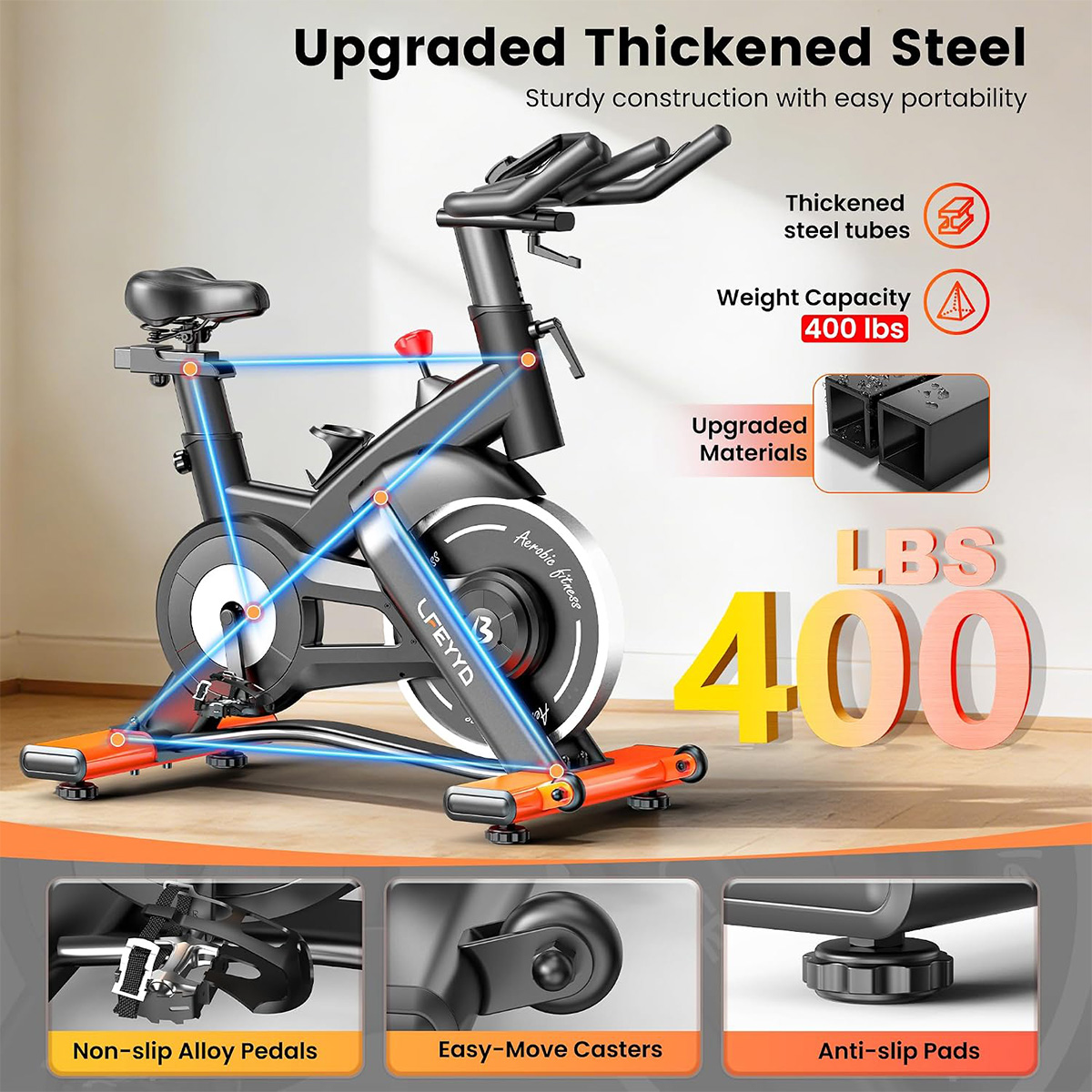 Pooboo Exercise Bike,400LB Mag - đánh giá và giá Exercise Bike Magnetic Resistance