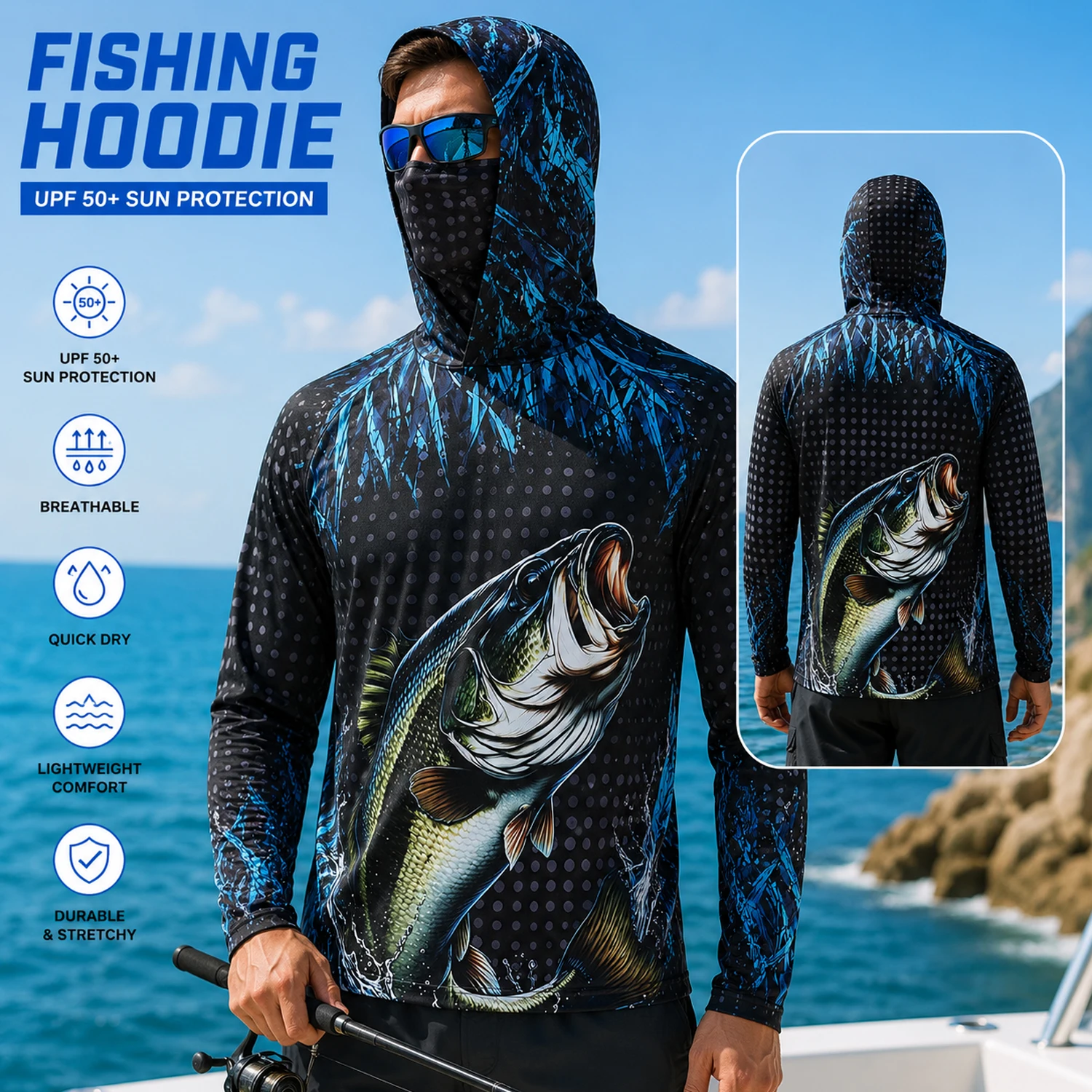 Men UPF50+ Fishing Hoodie with - đánh giá và giá Hiking