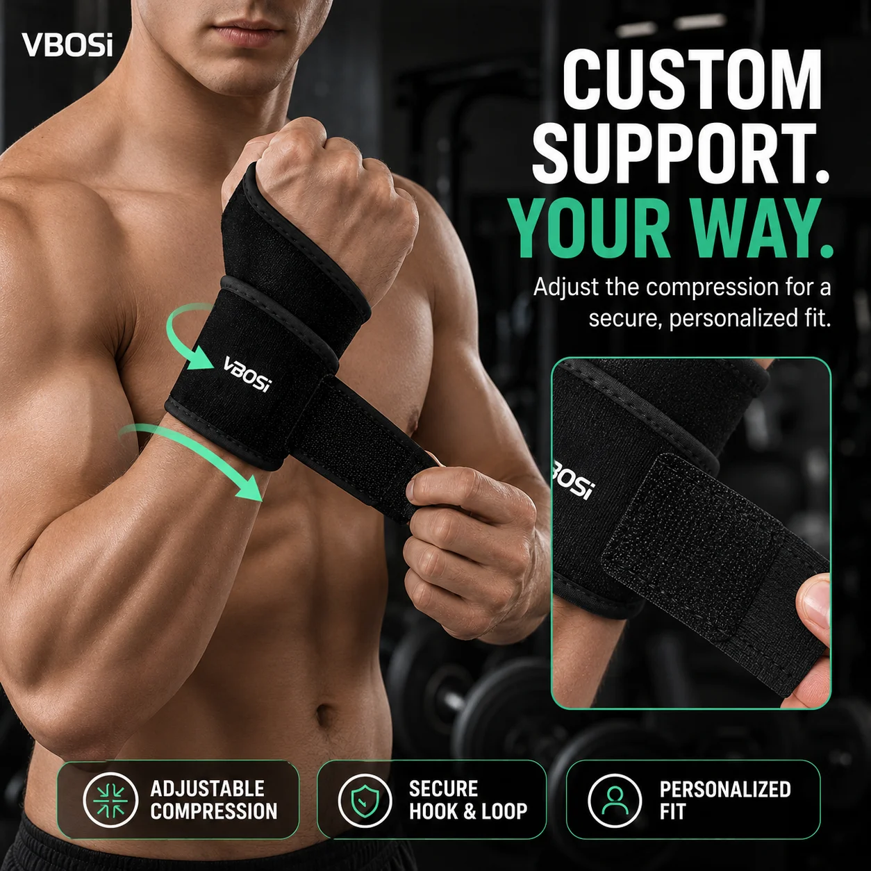VBSOi Adjustable Wrist Support - đánh giá và giá Wrist Wraps Weightlifting Support