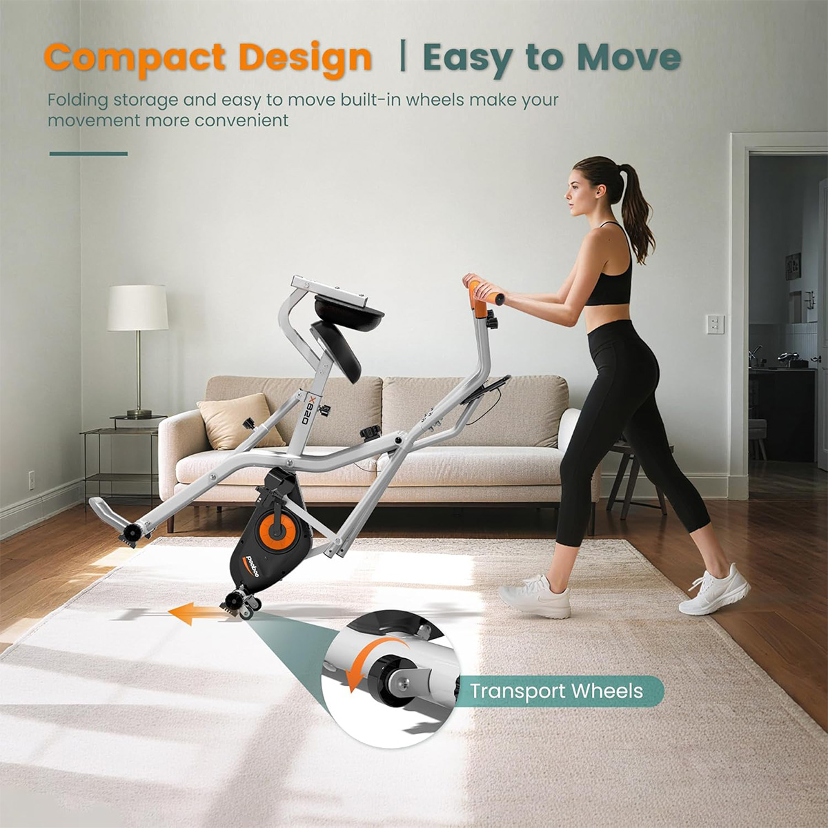 Pooboo Foldable 2-in-1 Exercis - đánh giá và giá Exercise Bike Magnetic Resistance
